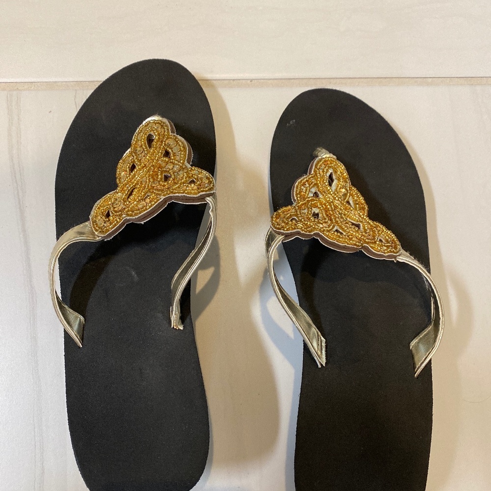 Gold sandals size 8